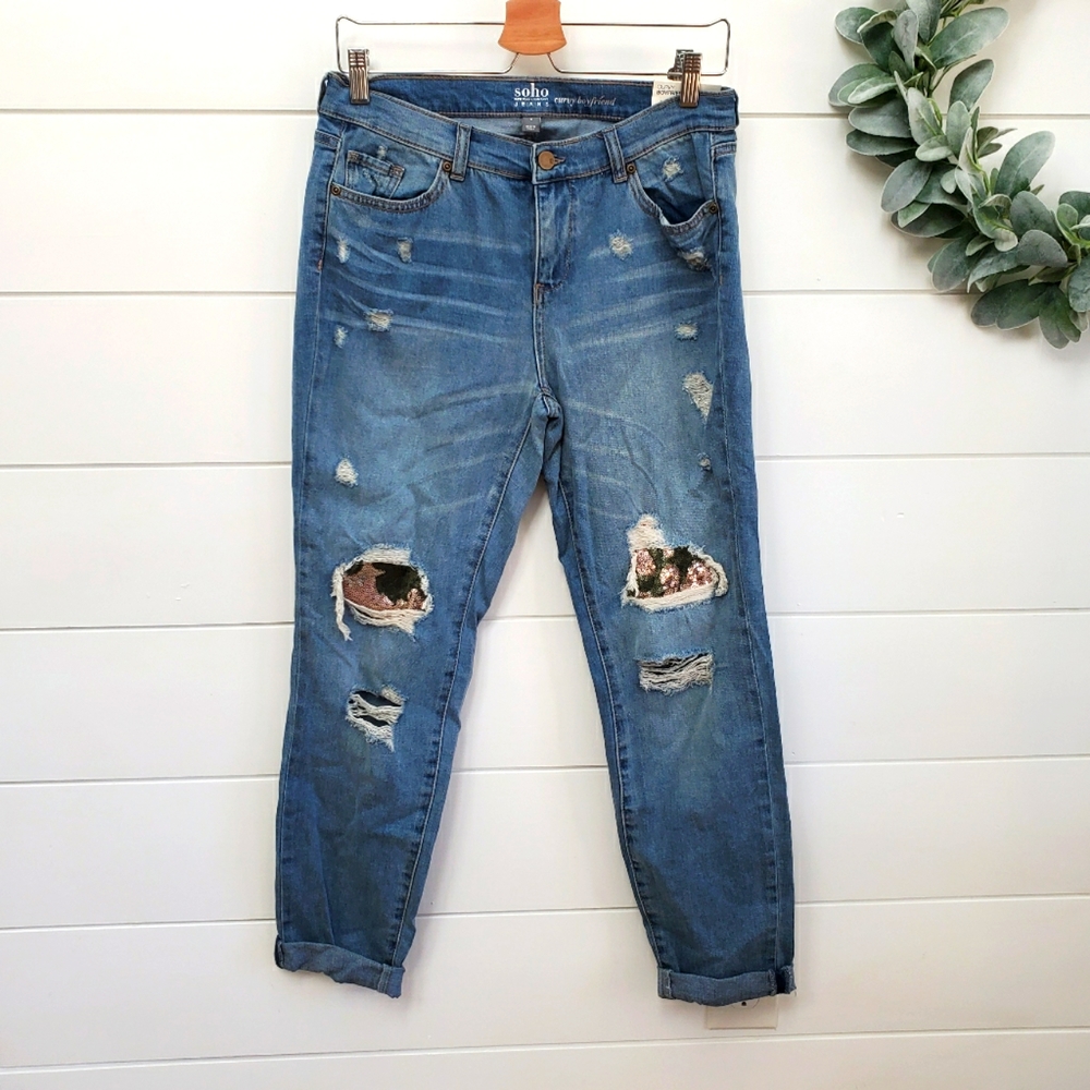 New York & company Curvy Boyfriend distressed jeans sz 0